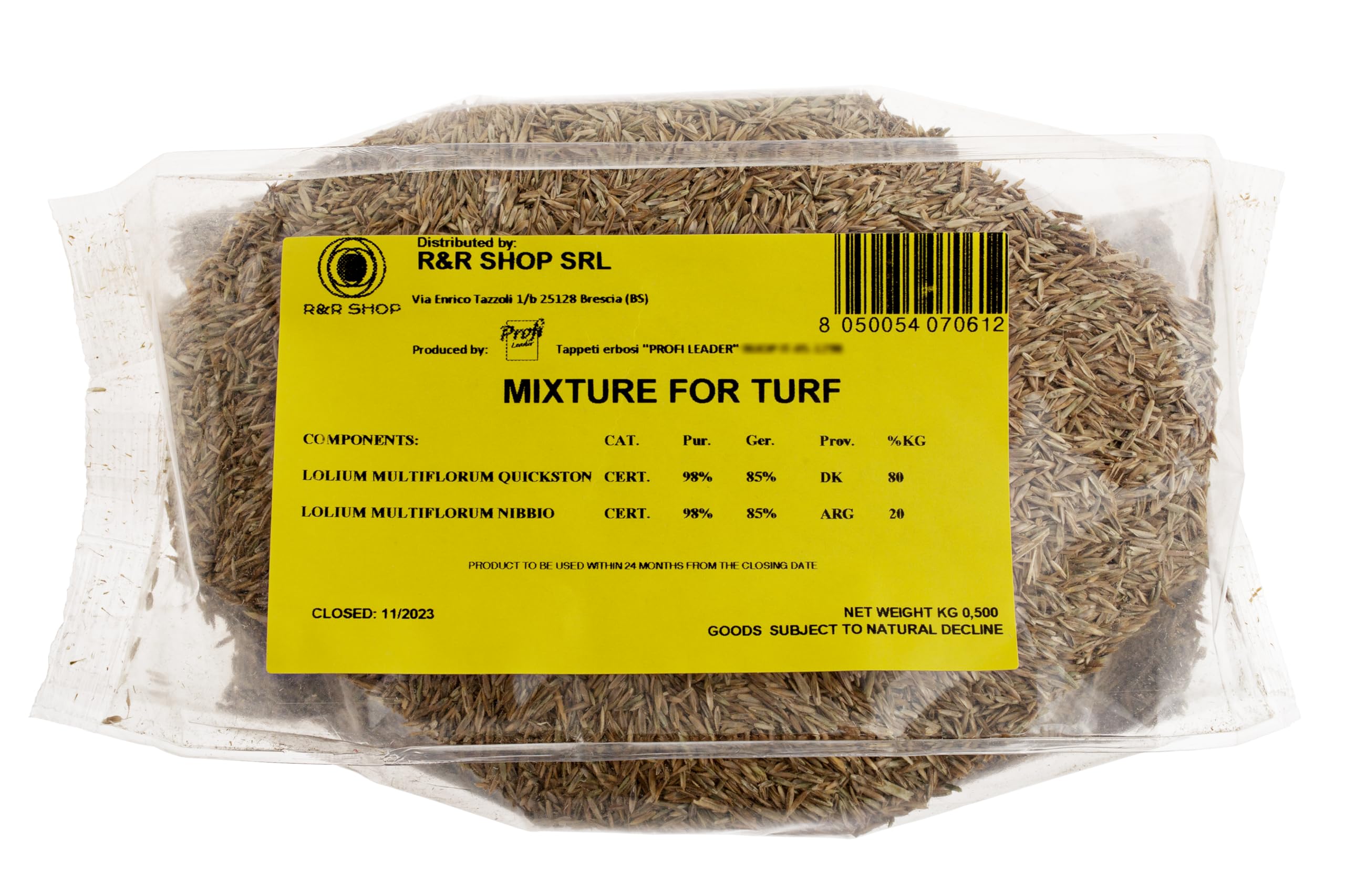 R&R SHOP Ryegrass Seeds - Fast Growing Resistant Lawn Seed (5kg - 200mq)