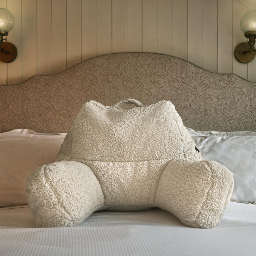 icon Teddy Bear Fluffy Fleece Cuddle Cushion – Cream Reading Pillow