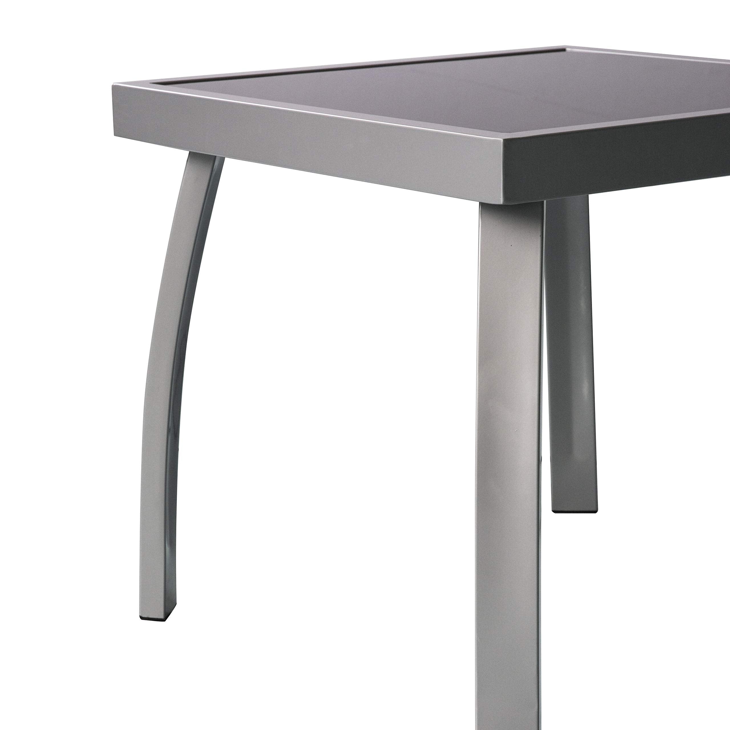 Jarder Square Garden Coffee Side Table - Aluminium & Tempered Glass