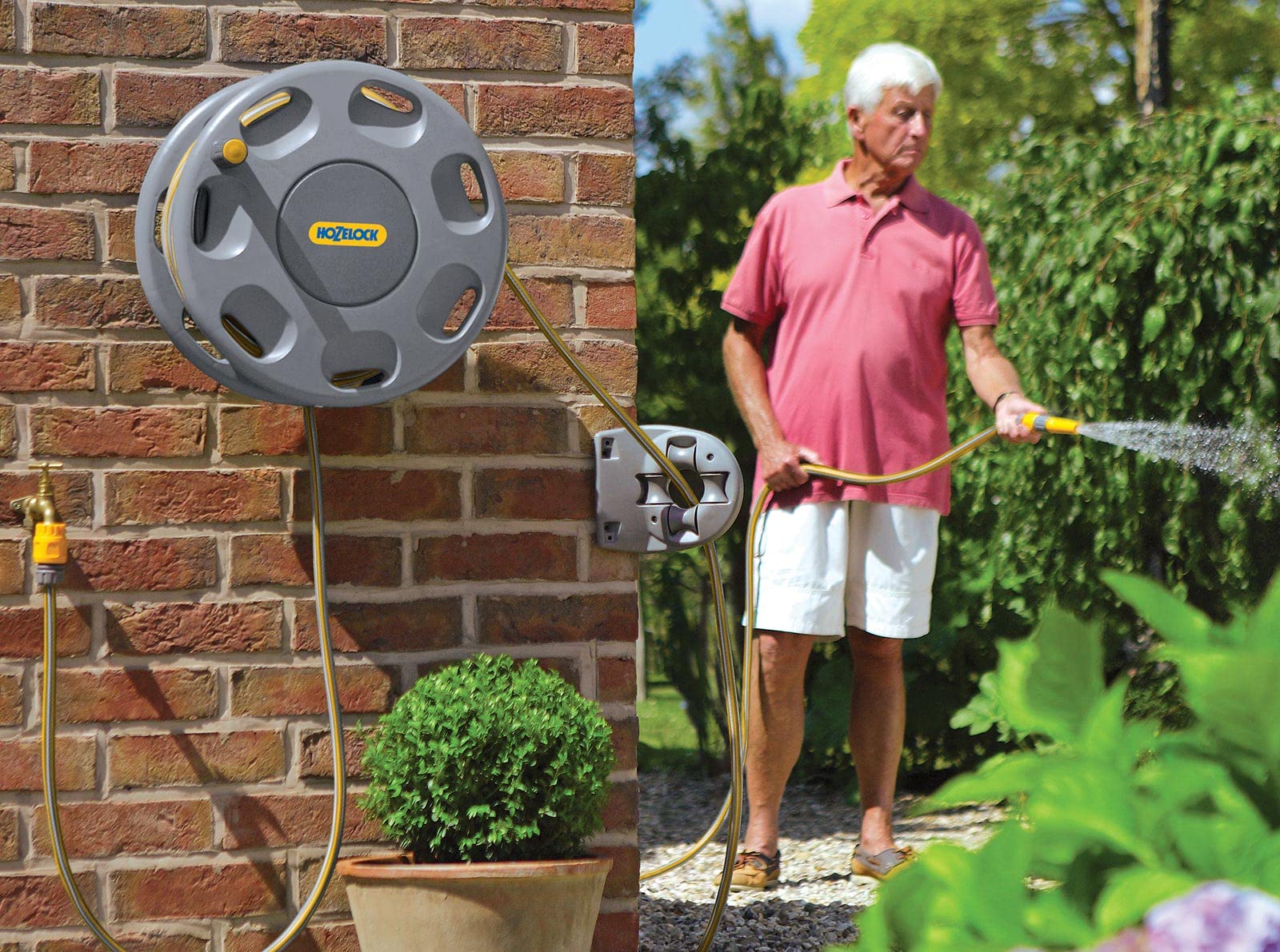 Hozelock Wall-Mounted 60m Hose Reel – Durable Garden Storage Solution