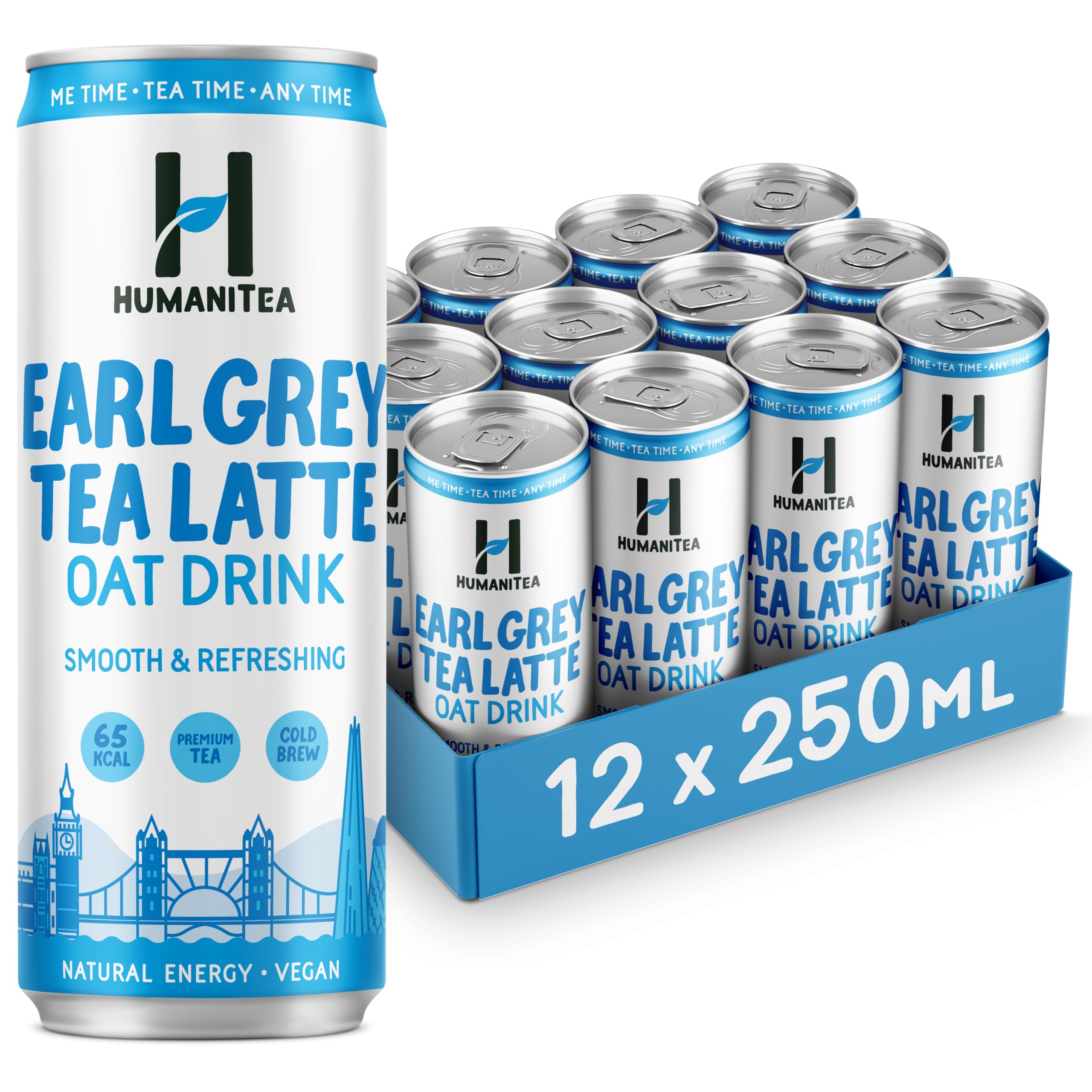 HumaniTea Earl Grey Oat Milk Latte – London Fog Tea Drink (12 x 250ml)