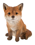 Vivid Arts Sitting Fox Cub Garden Ornament – Realistic Resin Wildlife Decor