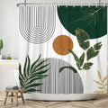 Boho Shower Curtain – Abstract Sun & Leaves Polyester 180x200