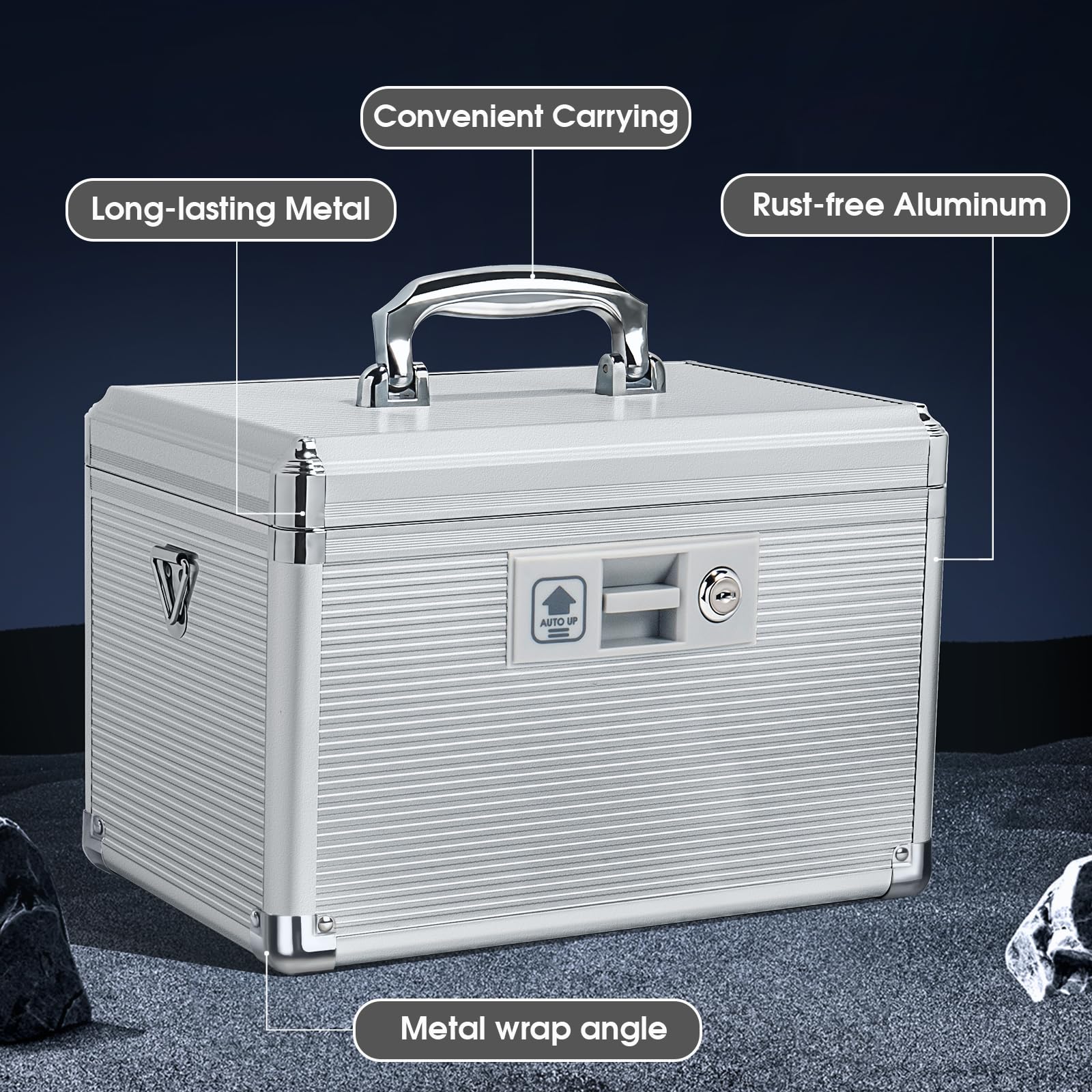 ZORVIDSON Medicine Lock Box – Portable Aluminium First Aid Case, Silver