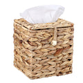 BSTKEY Square Water Hyacinth Tissue Box – Woven Napkin Holder with Lid