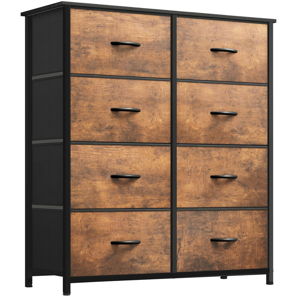 YITAHOME 8-Drawer Fabric Dresser | Rustic Brown Storage Chest