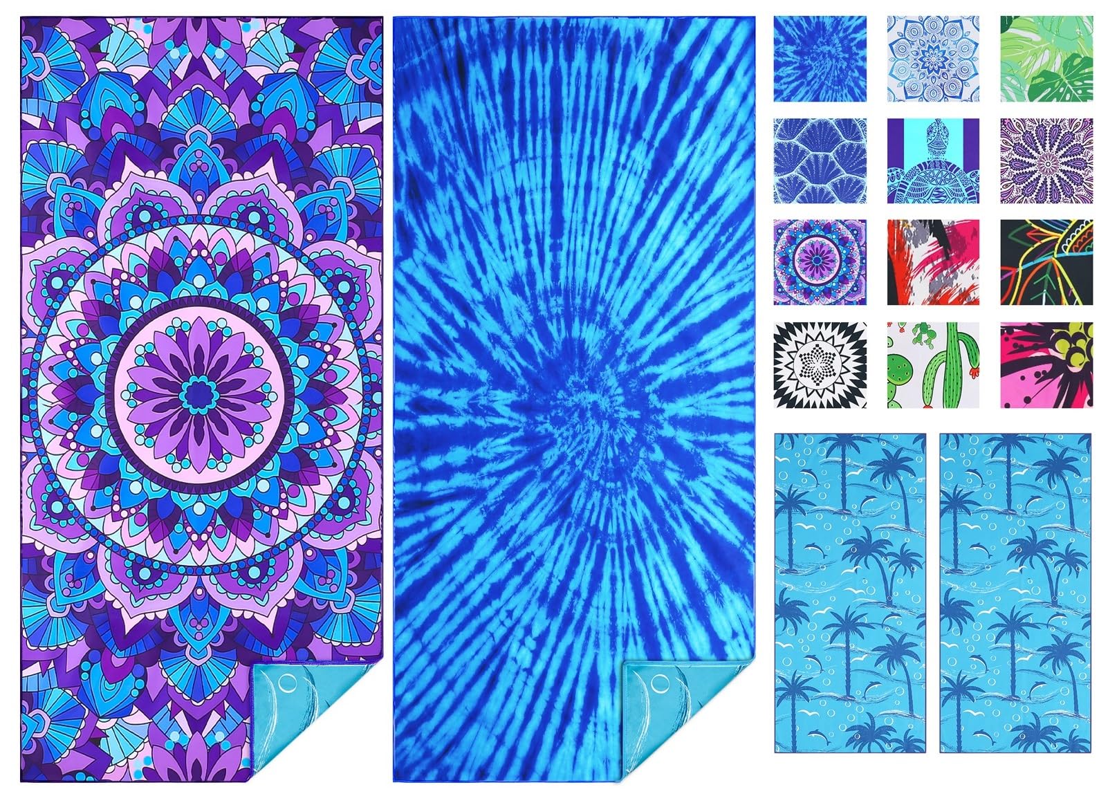 Haleey 2-Pack Microfiber Beach Towels | Extra Large Sand-Free Quick Dry