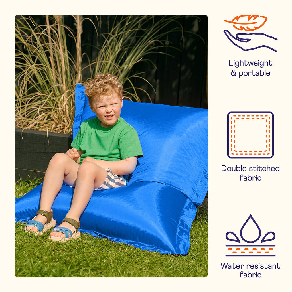 Bean Bag Bazaar Kids Bean Bag | Water-Resistant Outdoor Floor Cushion, Blue