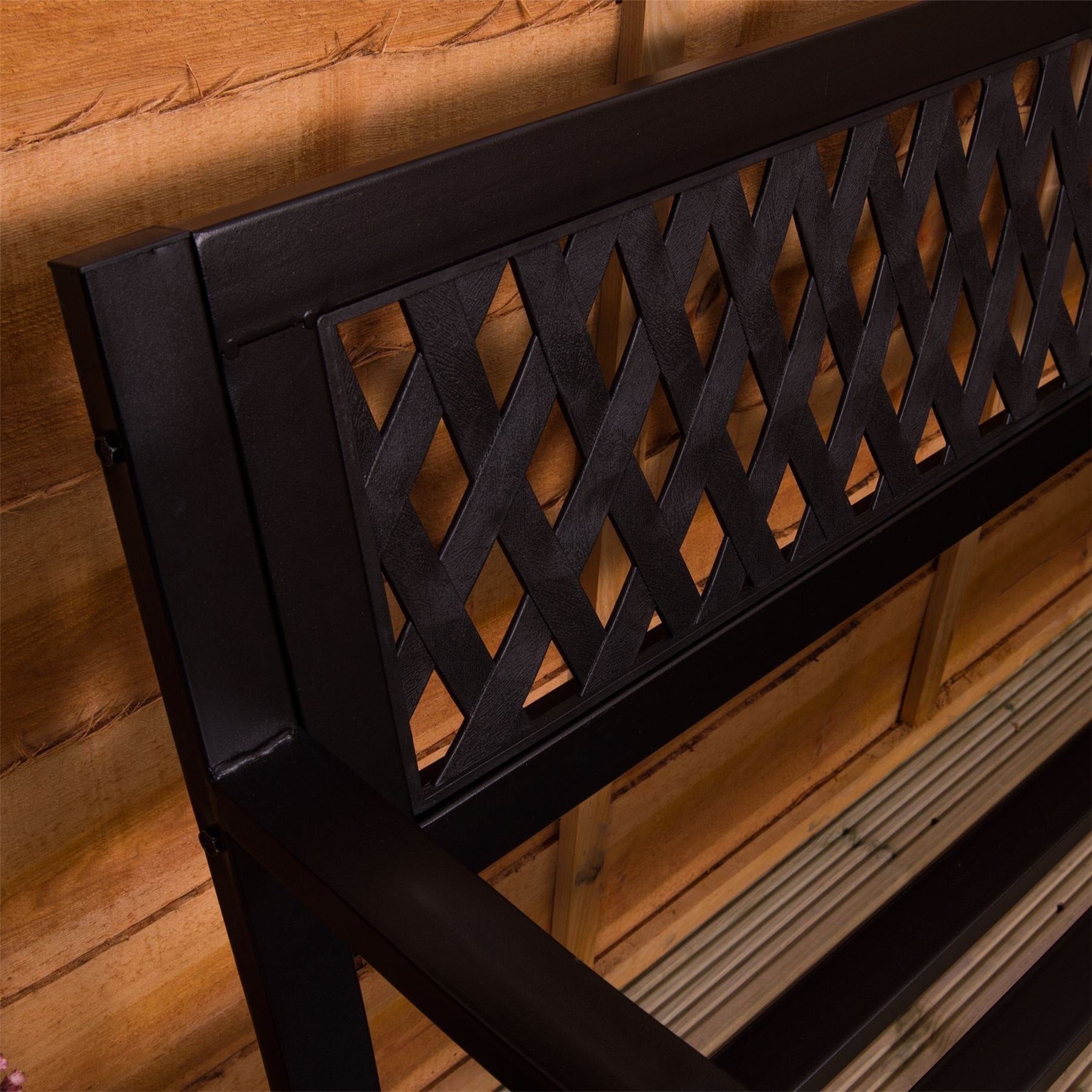 Garden Vida 3 Seater Steel Garden Bench – Lattice Design Patio Seat