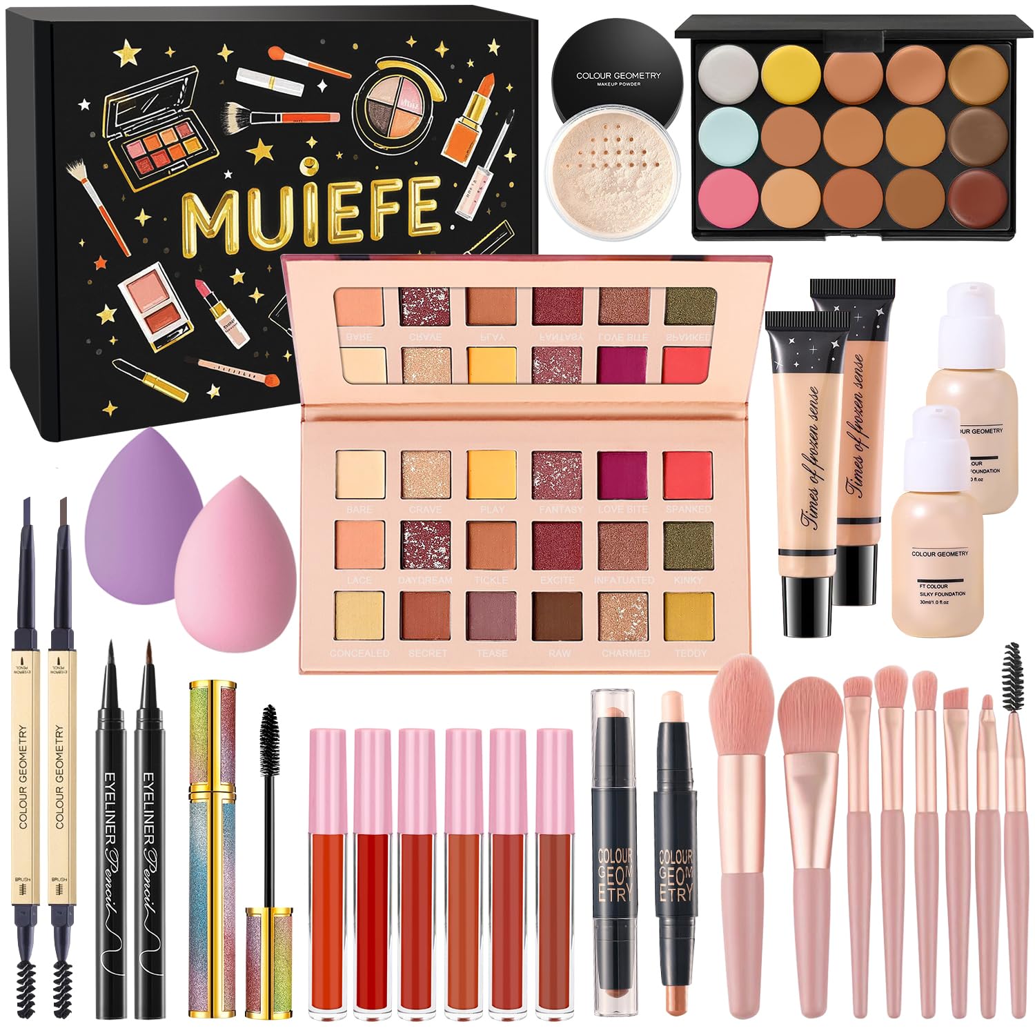 Muiefe All-in-One Makeup Set - Full Cosmetic Starter Kit for Women & Teens