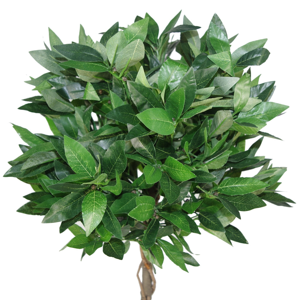 Leaf Design UK Pair of Artificial Bay Topiary Ball Trees, 90cm Green Twist