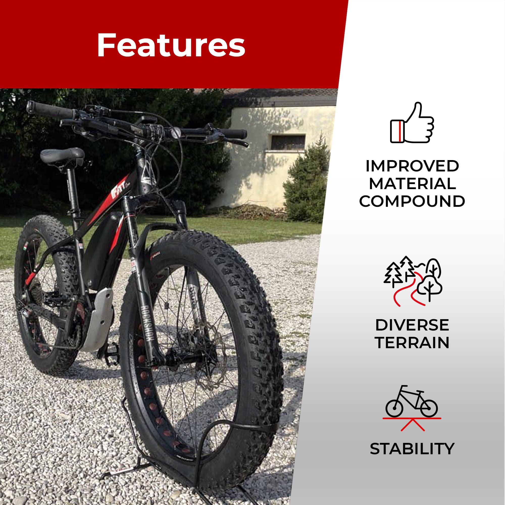 Fincci 26 x 4.0 Fat Bike Tyres - Foldable Pair for MTB & E-Bikes