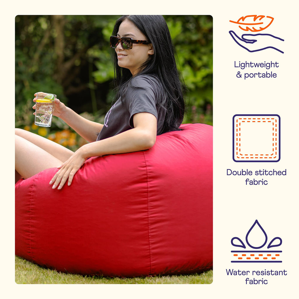 Bean Bag Bazaar Outdoor Bean Bag Chair | Water Resistant Red Garden Seat