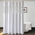 Waffle Weave Fabric Shower Curtain with Mesh Window