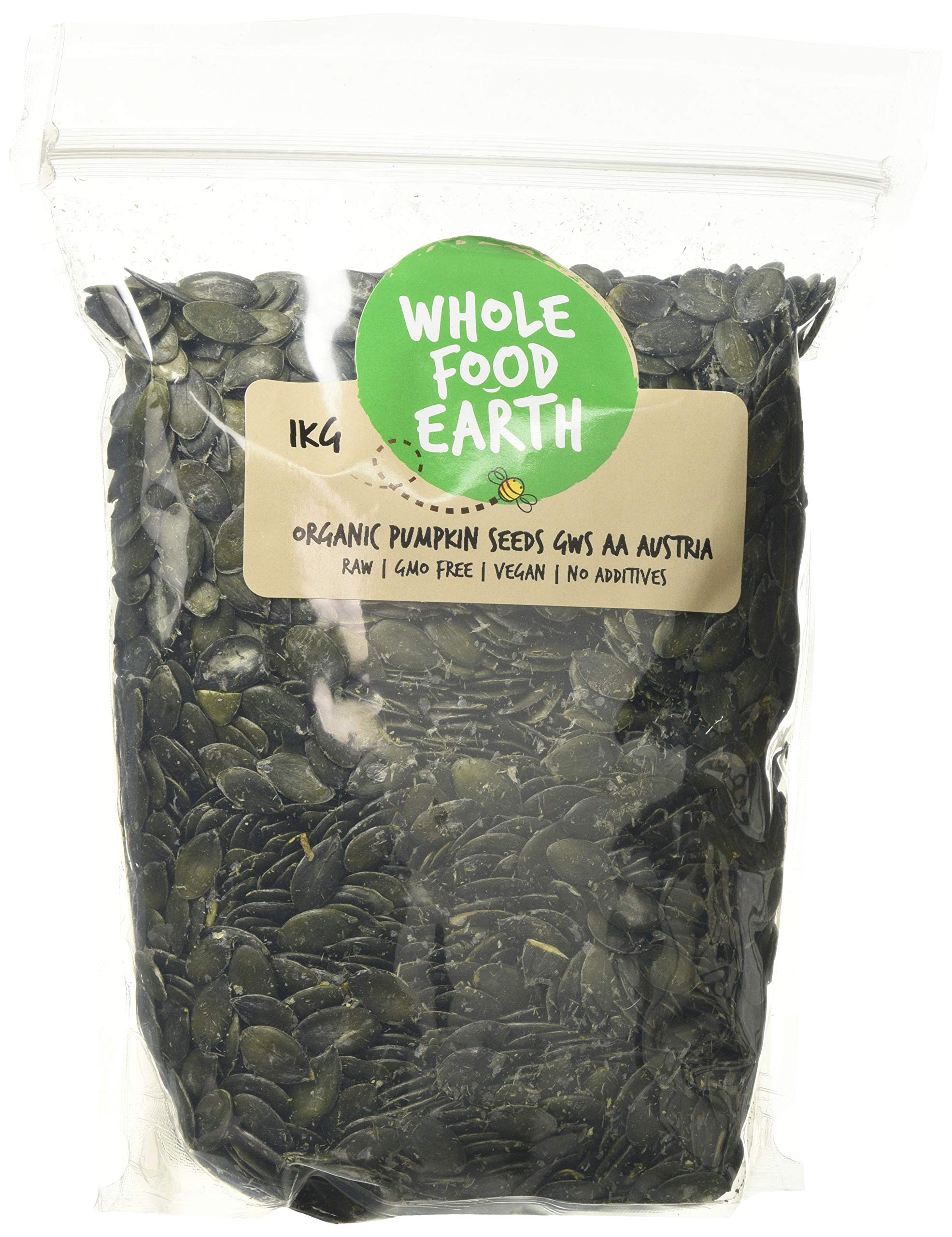 Wholefood Earth Organic Pumpkin Seeds – Raw GWS AA Superfood, 1kg