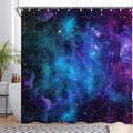 Luminora Galaxy Shower Curtain – Waterproof Polyester Space Decor with Hooks