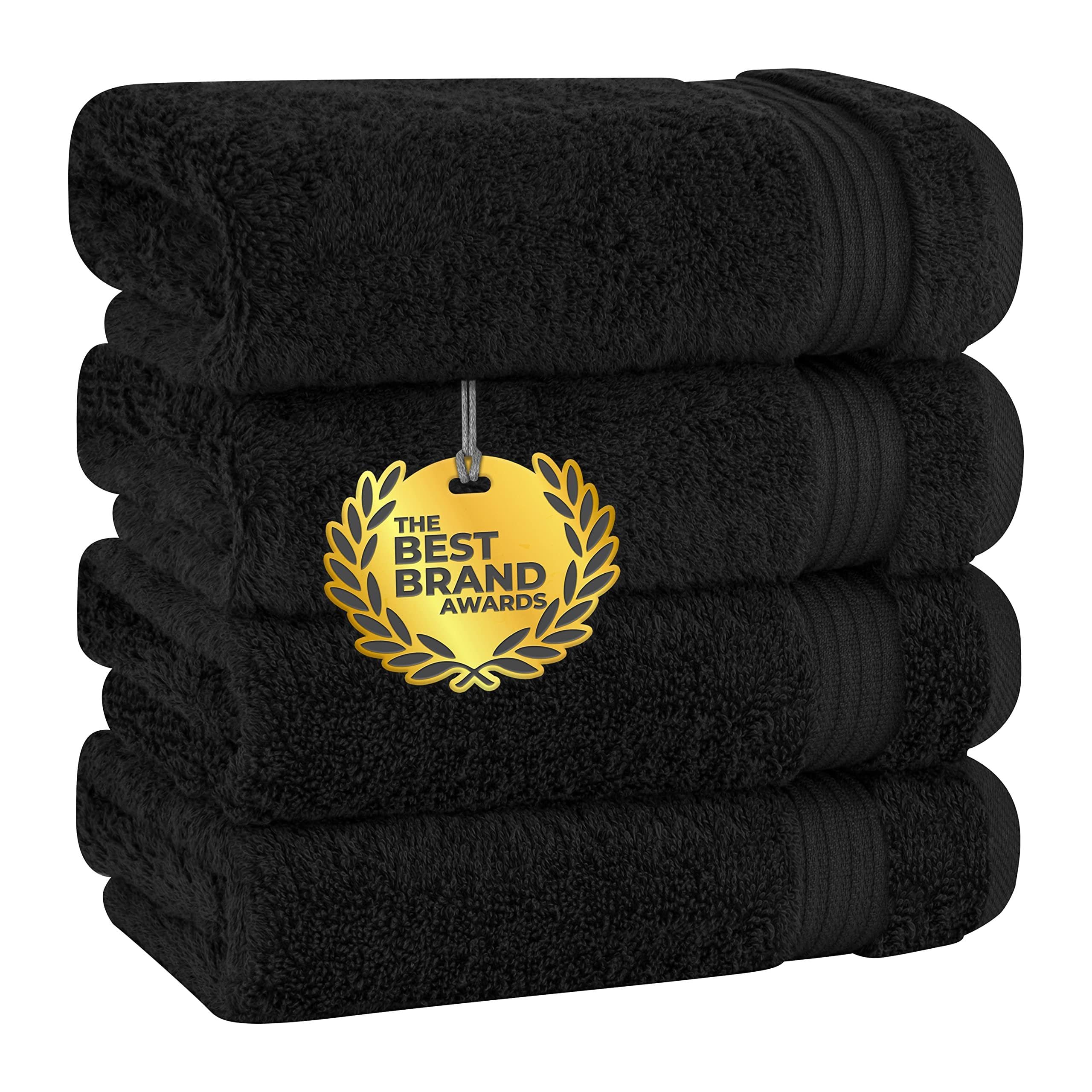 Jolof Store Turkish Cotton Hand Towels | 4-Piece Set, 600 GSM Black