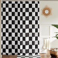 Checkered Shower Curtain – Retro Black & White Waterproof Polyester