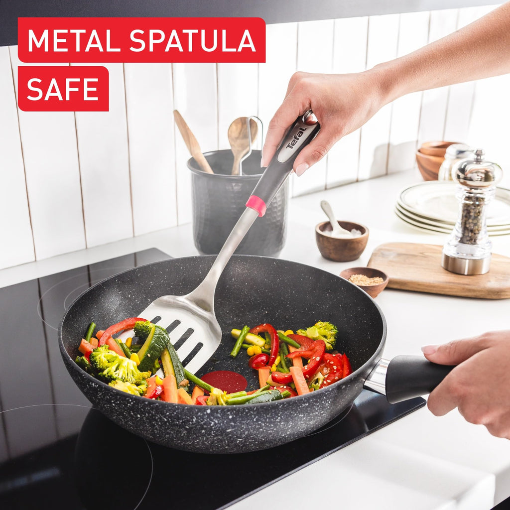 Tefal Titanium Stone Non-Stick Wok – 28cm Induction & Metal Spatula Safe