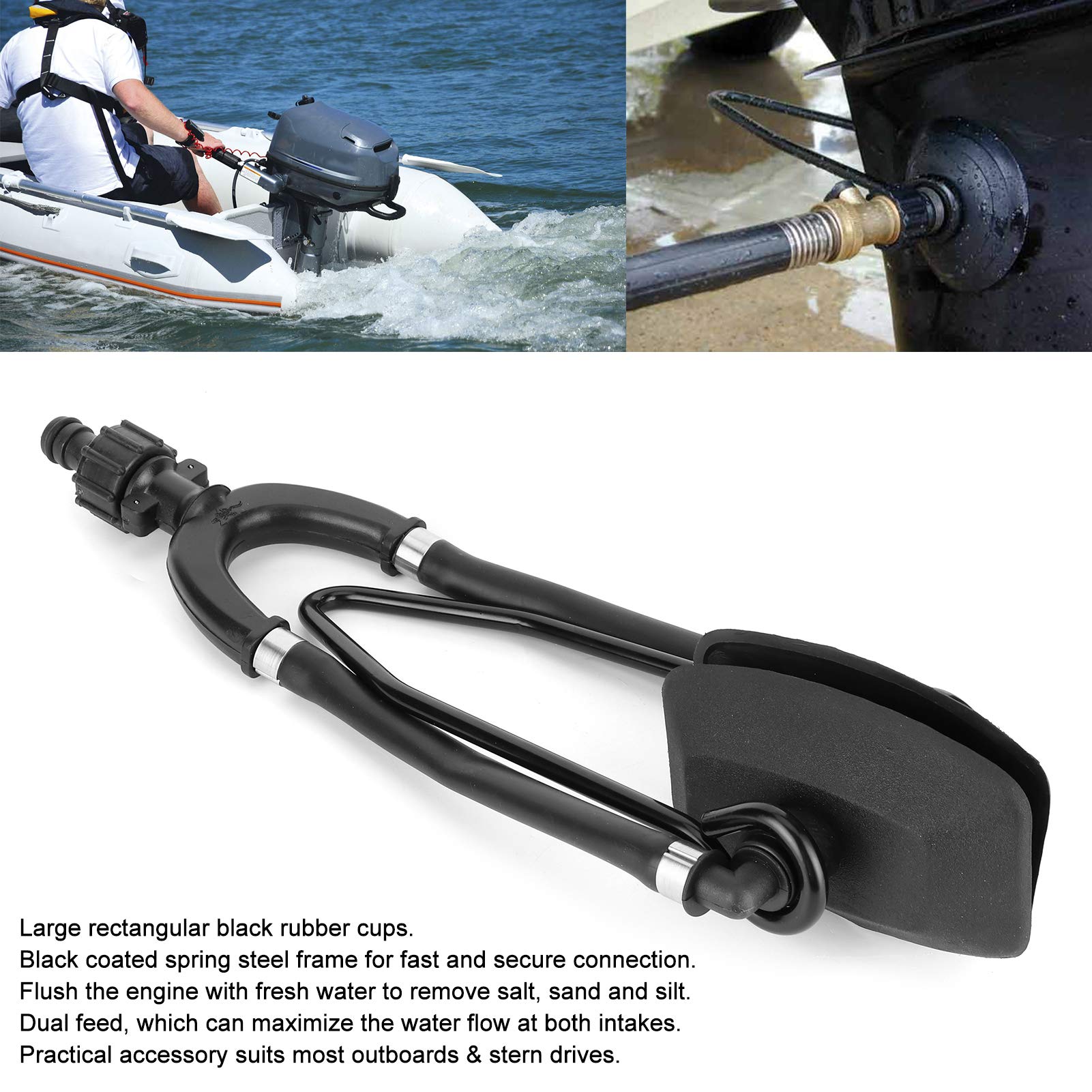 Qiilu Outboard Motor Water Flusher | Dual Feed Rectangular Ear Muffs