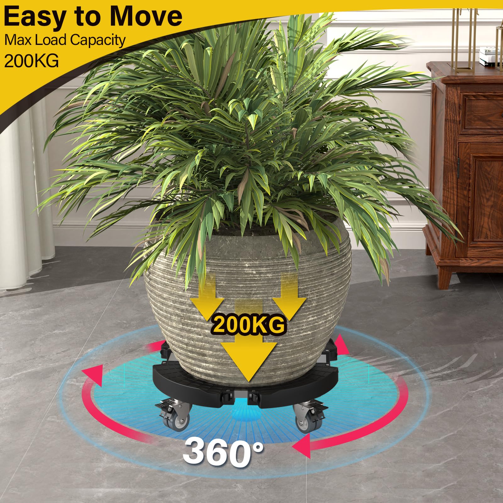 WELDUN 2 Pack Heavy Duty Plant Caddy with Wheels - Adjustable 40-57cm