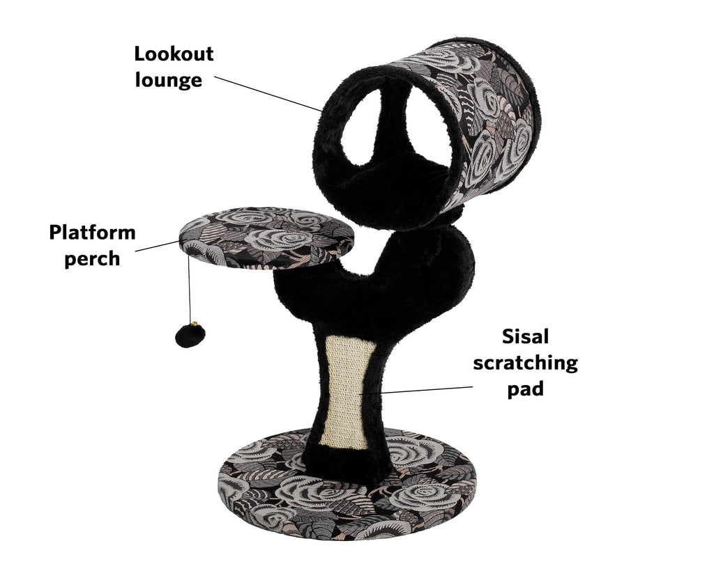 MidWest Salvador Cat Tree | Sisal Scratching Pad & Lounge, Black/White