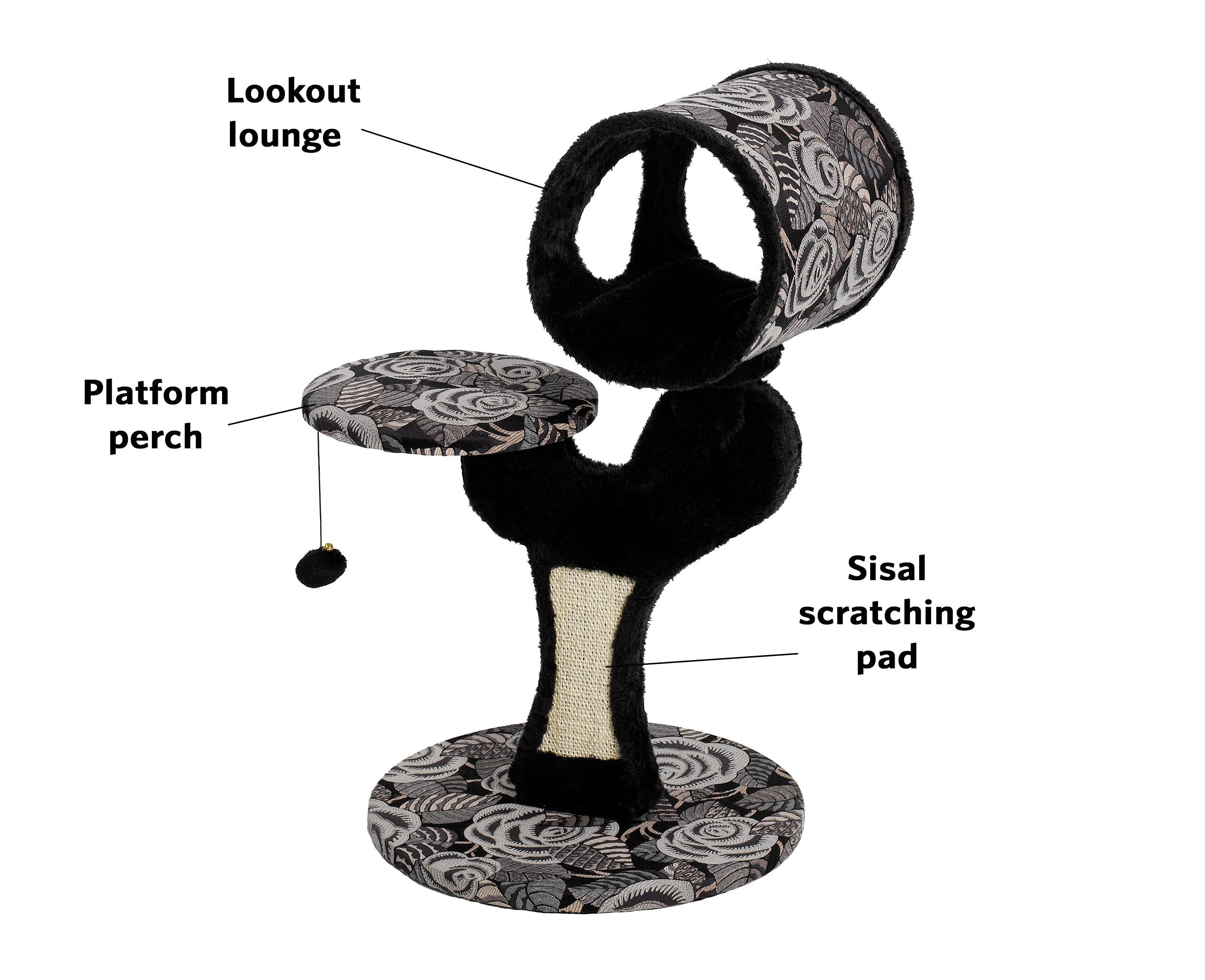 MidWest Salvador Cat Tree | Sisal Scratching Pad & Lounge, Black/White