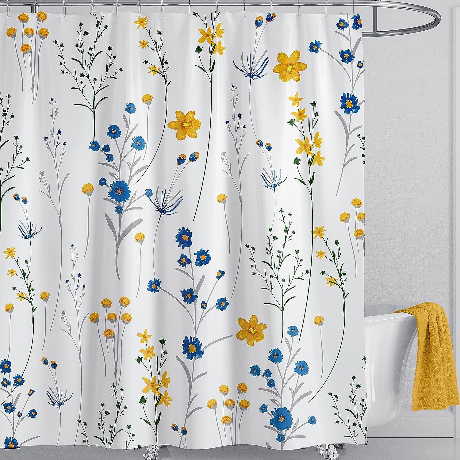 Jolof Store Floral Fabric Shower Curtain | Waterproof & Quick-Dry | 200x200cm