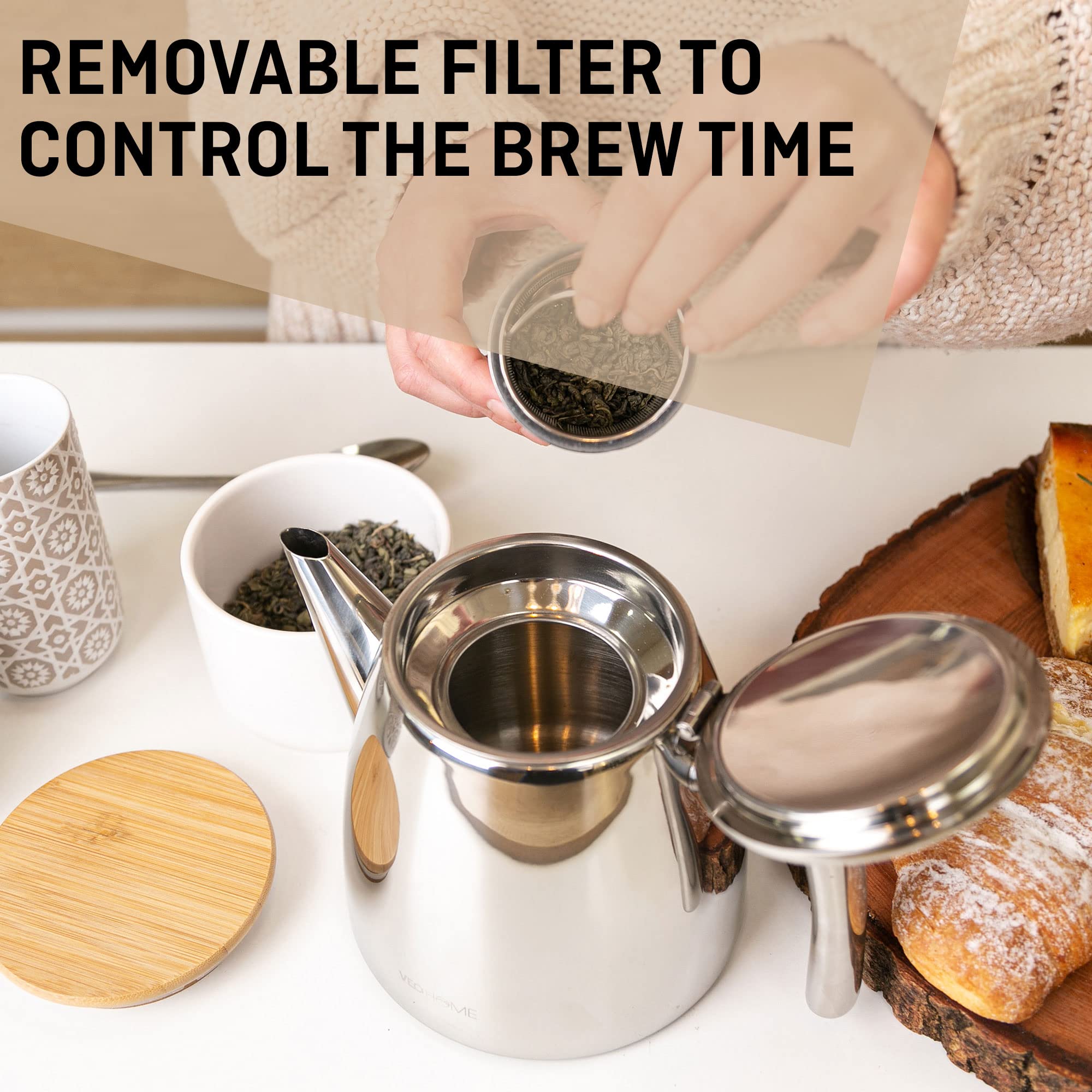 Stainless Steel Teapot | 1L Double Wall Insulated Infuser