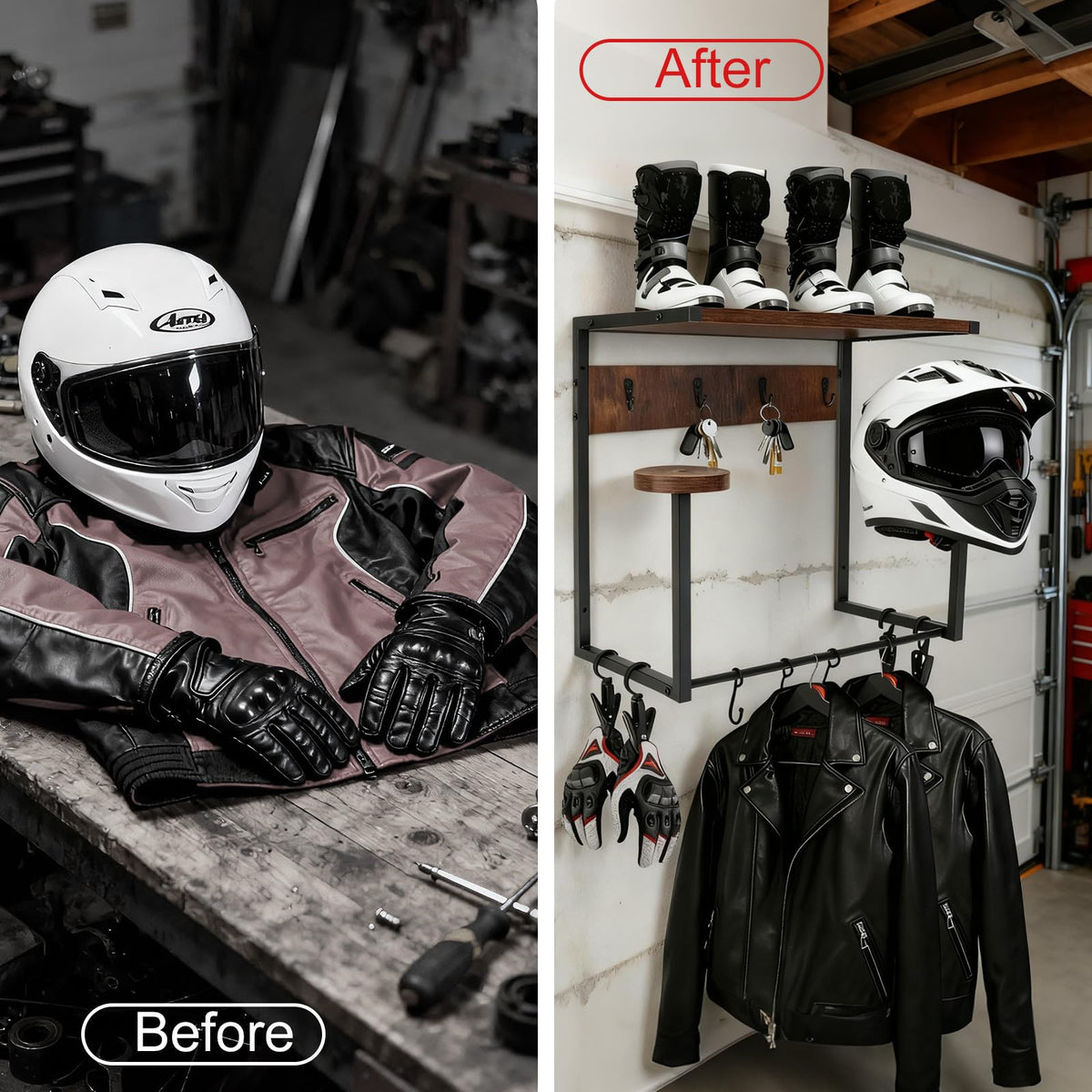GHWMYD Motorcycle Helmet Holder Wall Mount for Moto Gear Storage Display - image 4