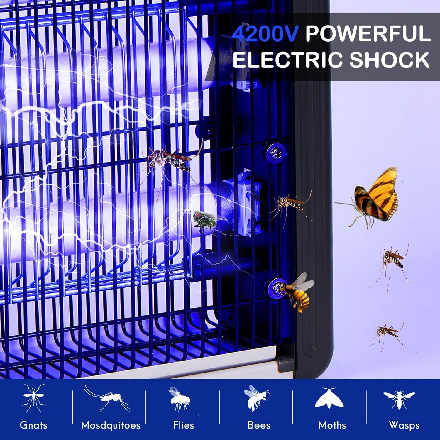 FRAXINUS Electric Bug Zapper – 4200V Mosquito Killer Lamp with 20W UV Light