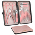 ZIZZON 18-in-1 Manicure Set | Stainless Steel Pedicure Kit with Pink Case