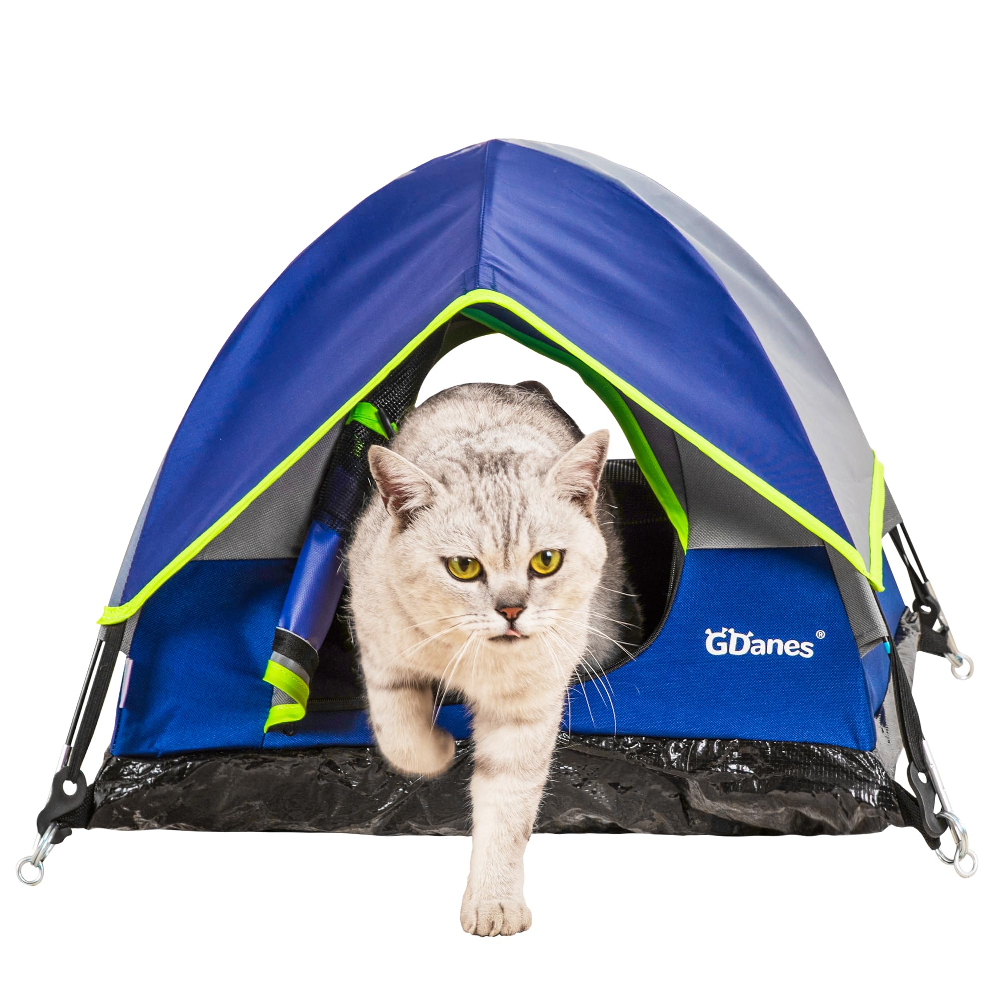 Blue Cat Tent – Large Indoor Outdoor Pet Cave Bed with Mat