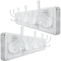 WEBI Rustic White Solid Wood Wall Mounted Coat Rack with 5 Hooks – 2 Pack
