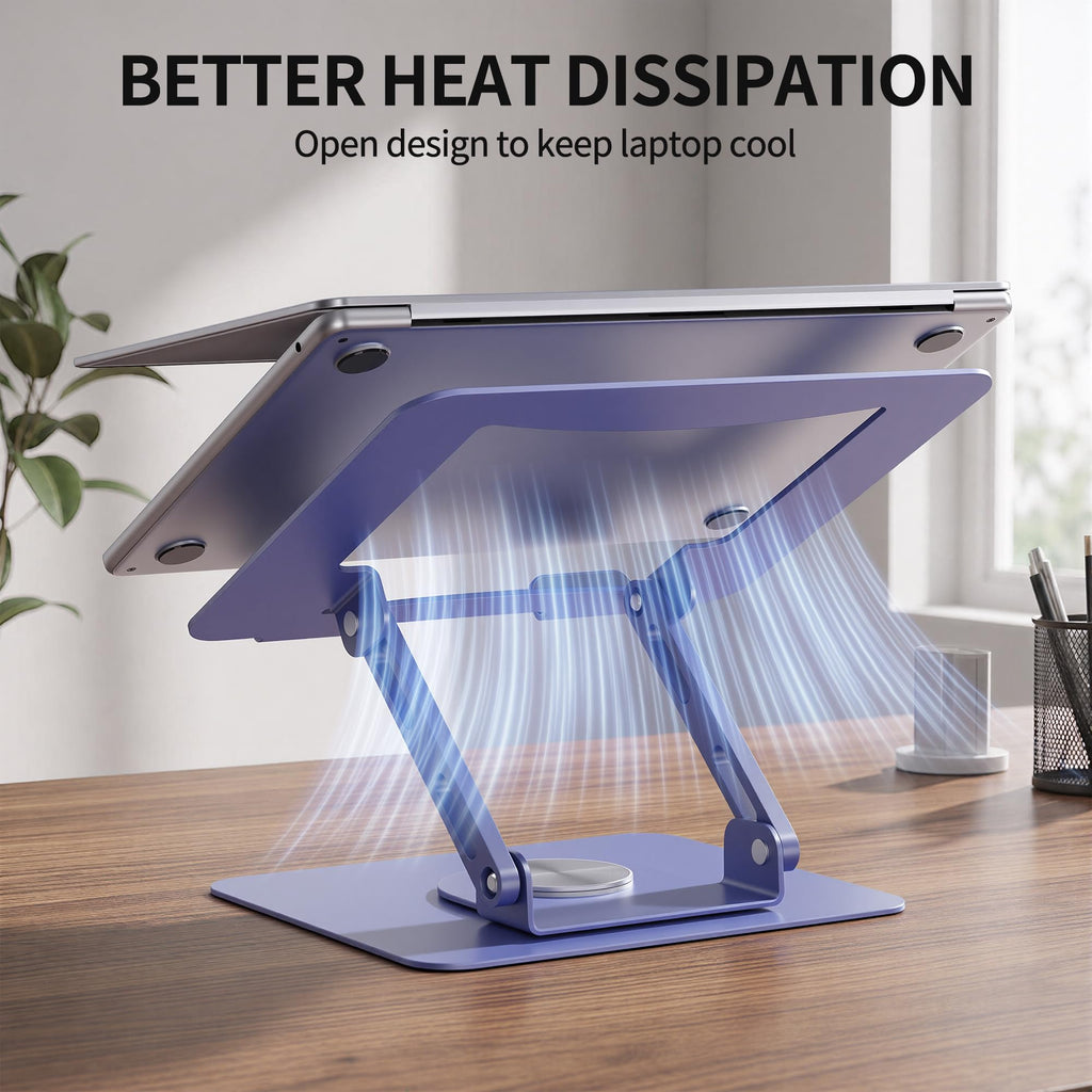 SOUNDANCE Laptop Stand with 360° Rotating Base, Ergonomic Computer Riser for Desk, Adjutable Height Muti-Angle, Foldable Laptop Mount - image 5