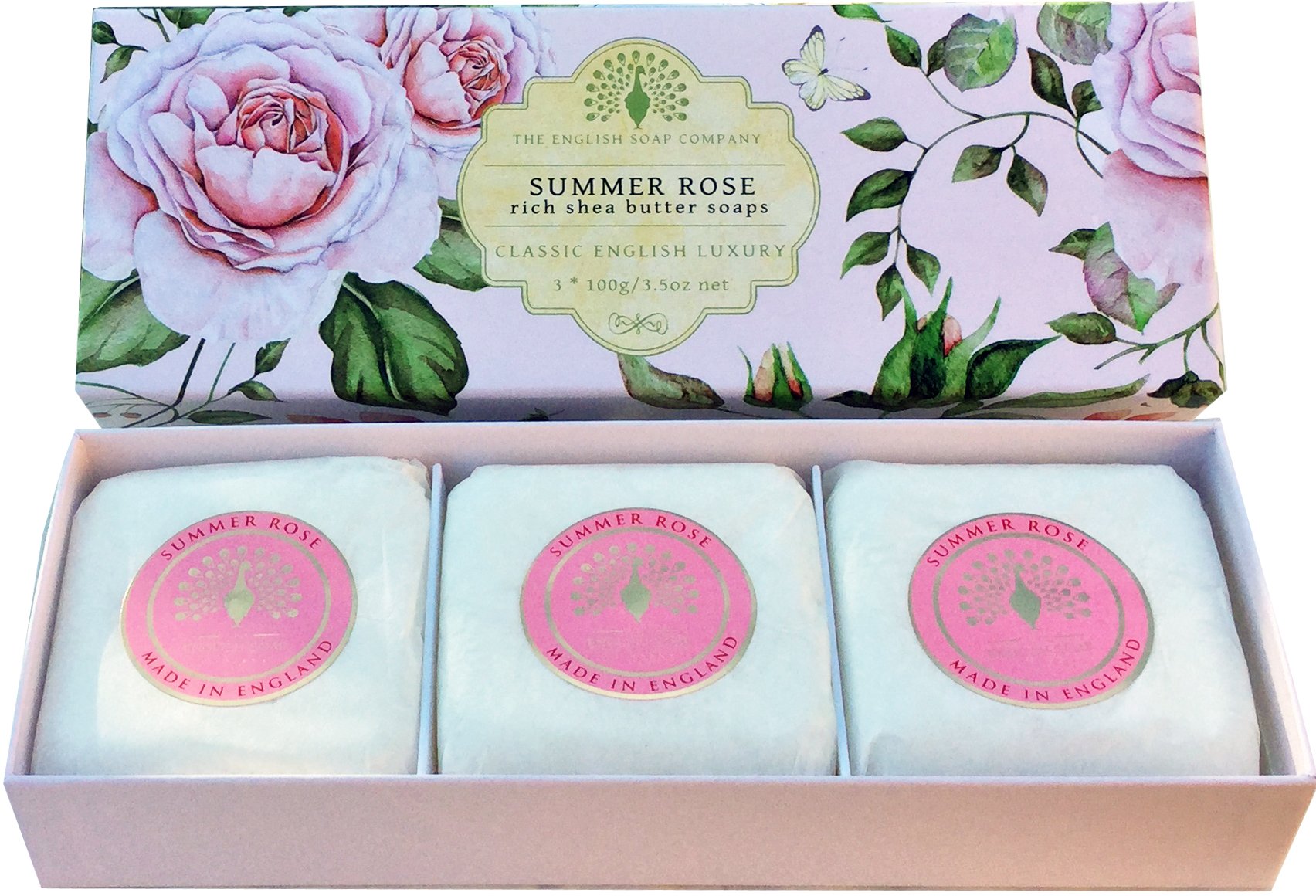 English Soap Co. Summer Rose Triple-Milled Shea Butter Soap Gift Set