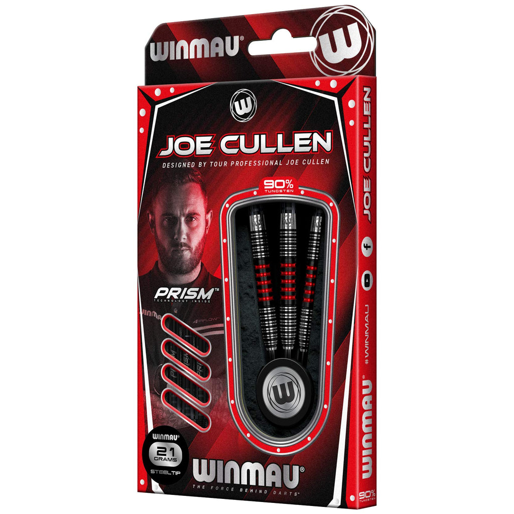 Winmau Joe Cullen Steel Tip Darts – 90% Tungsten – 21g with Prism Shafts