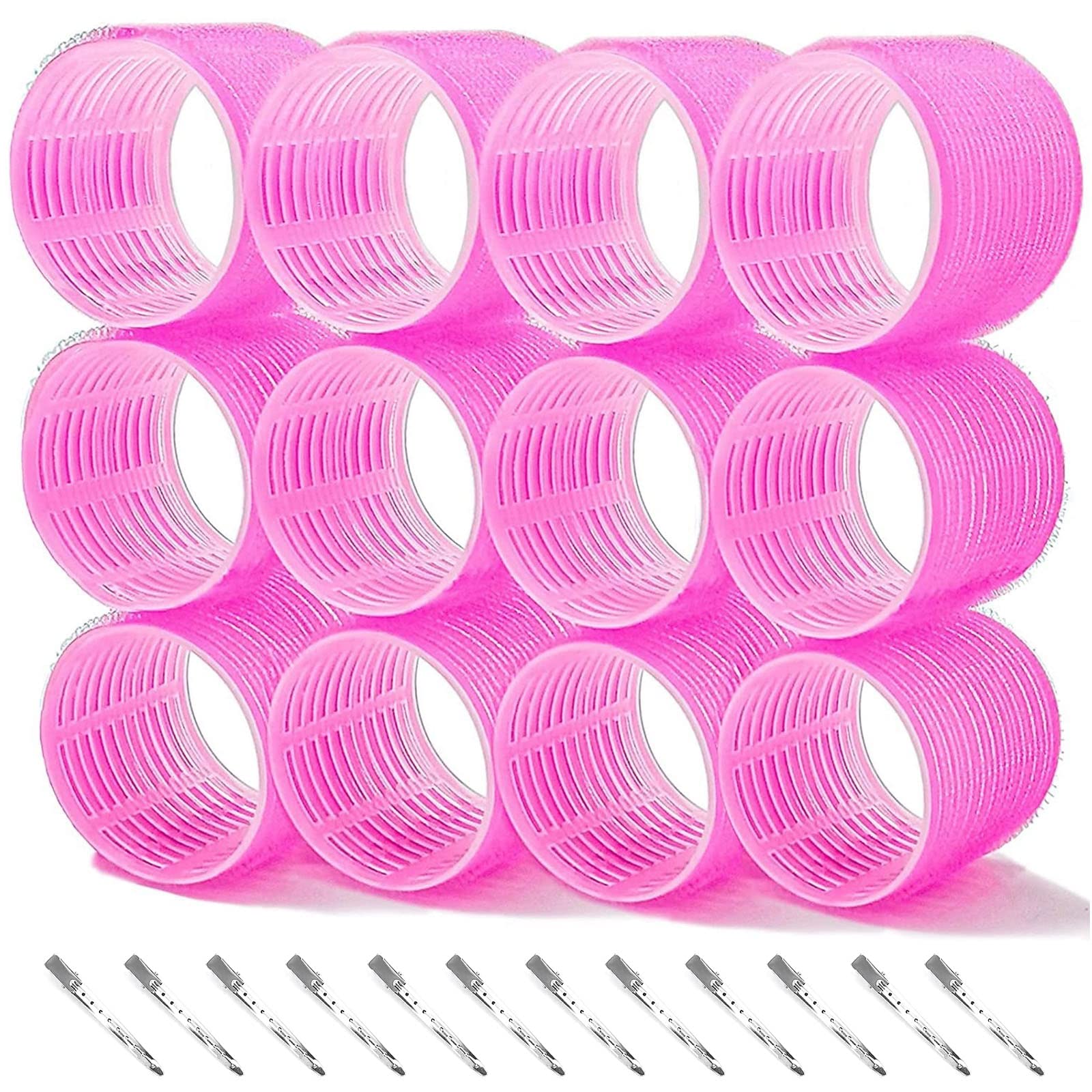 24-Piece Jumbo Hair Rollers Set with Duckbill Clips