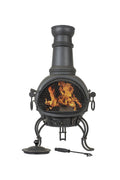 La Hacienda Murcia Medium Steel Chimenea with BBQ Grill and Rain Lid