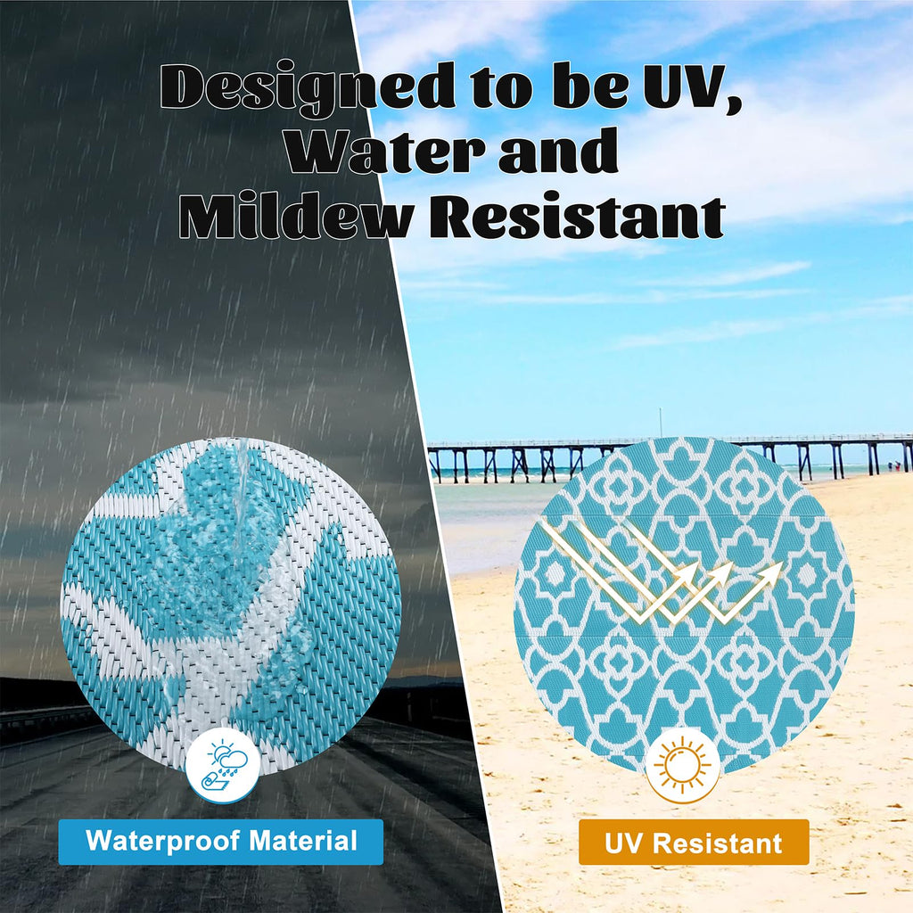 Enyhom Outdoor Rug | 180x270cm Reversible Waterproof Plastic Straw Mat
