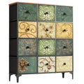 LYNCOHOME 12-Drawer Wide Chest of Drawers | Vintage Fabric Storage Unit