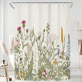 Jolof Store Wildflower Floral Shower Curtain - Green Botanical Fabric, 54x78