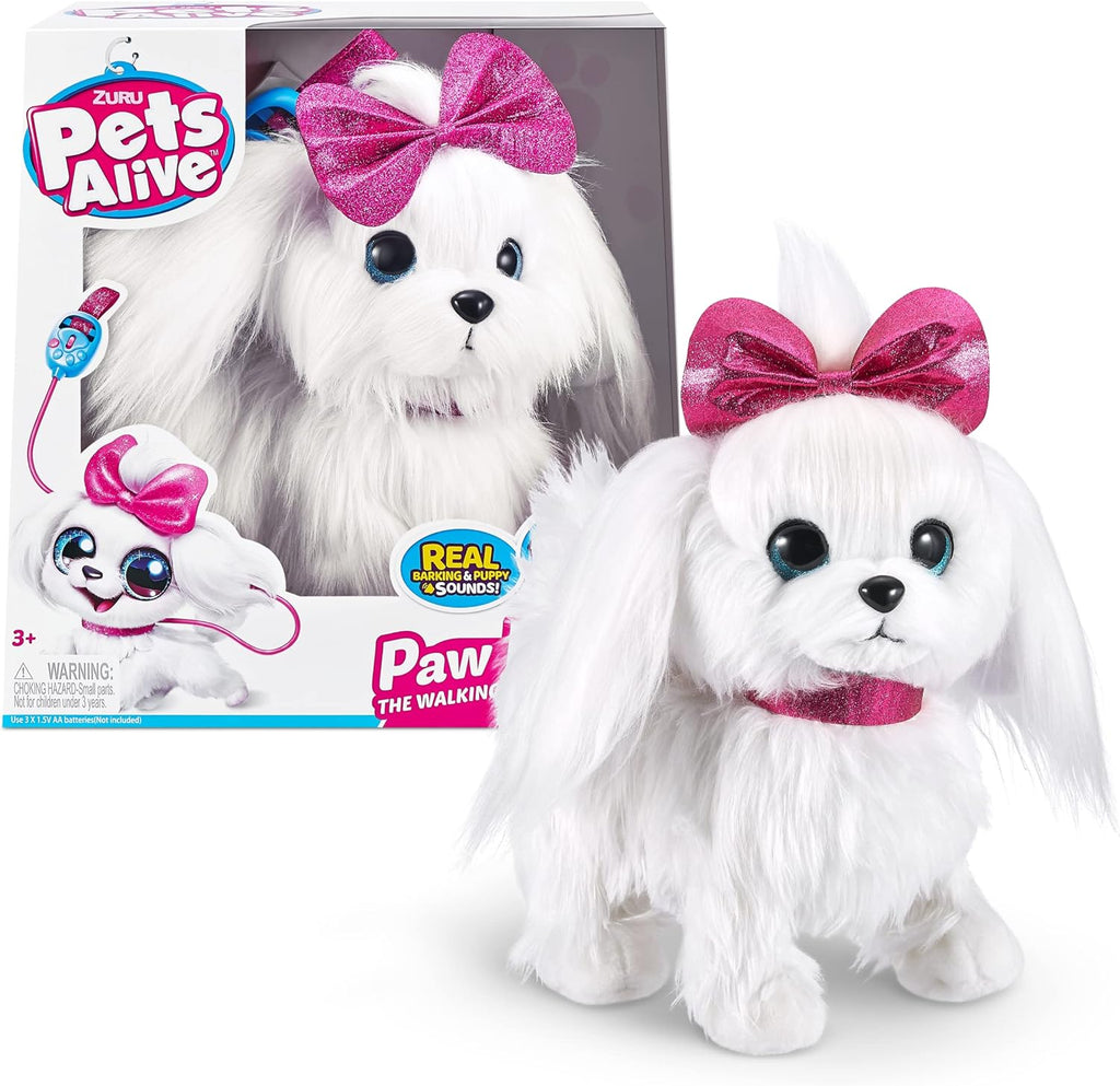 Pets Alive Lil' Paw Paw Walking Puppy – Interactive Maltese Plush Toy