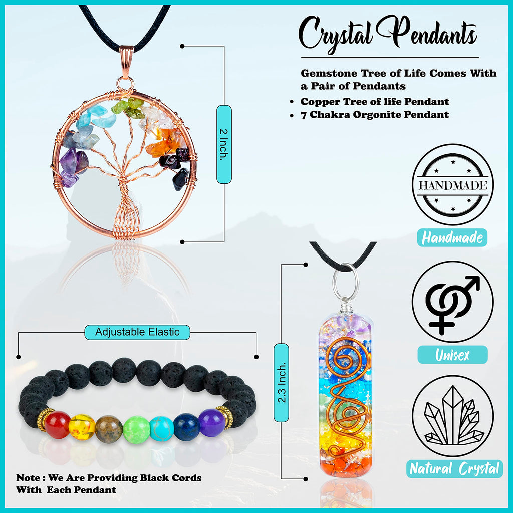 Seven Chakra Tree of Life - 12" Gemstone Money Tree Decor