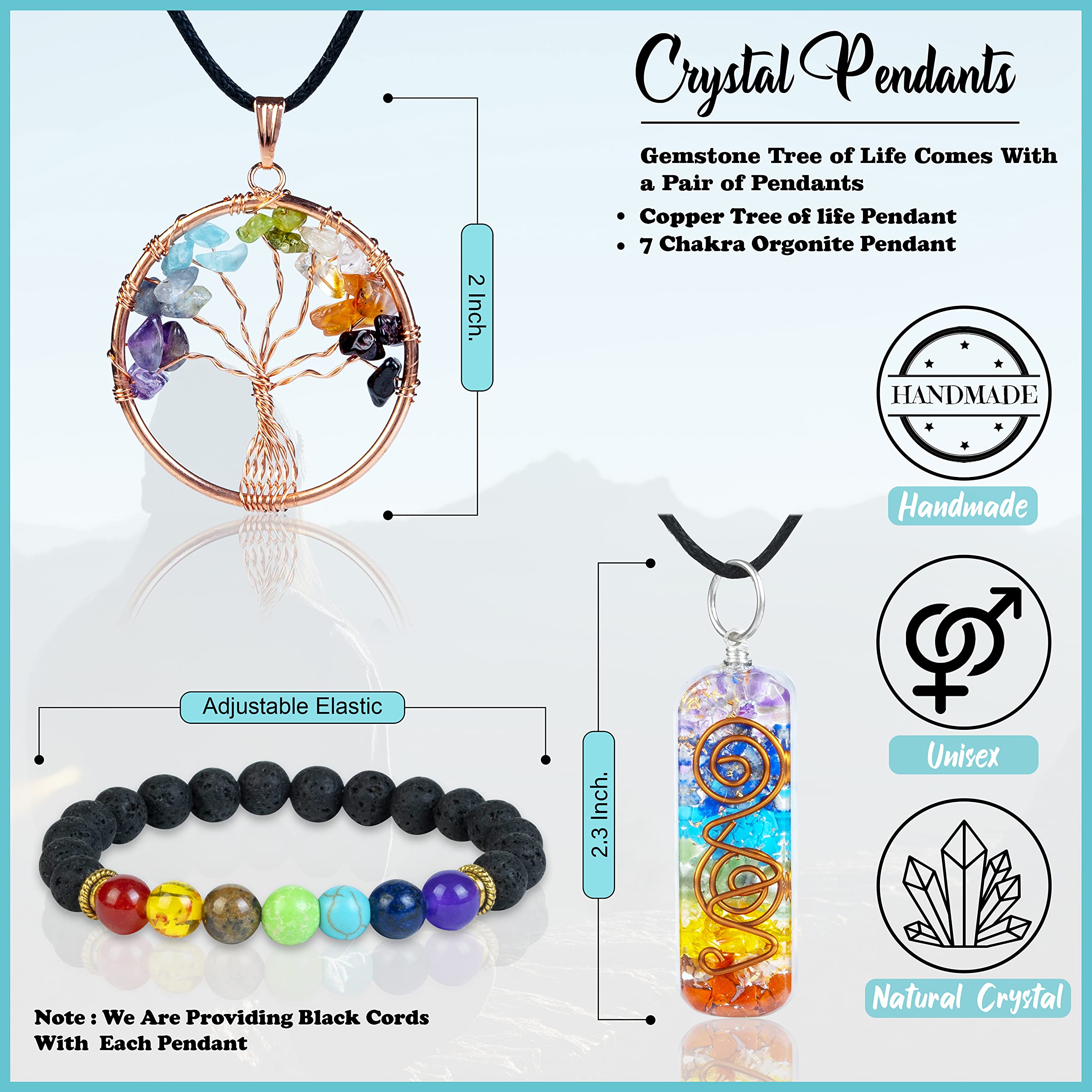 Seven Chakra Tree of Life - 12" Gemstone Money Tree Decor