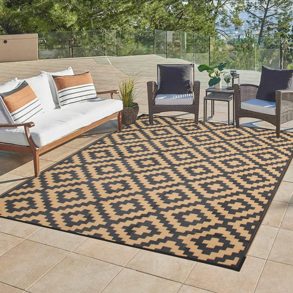 Enipate Geometric Outdoor Rug – 6x9ft Reversible Waterproof Patio Mat