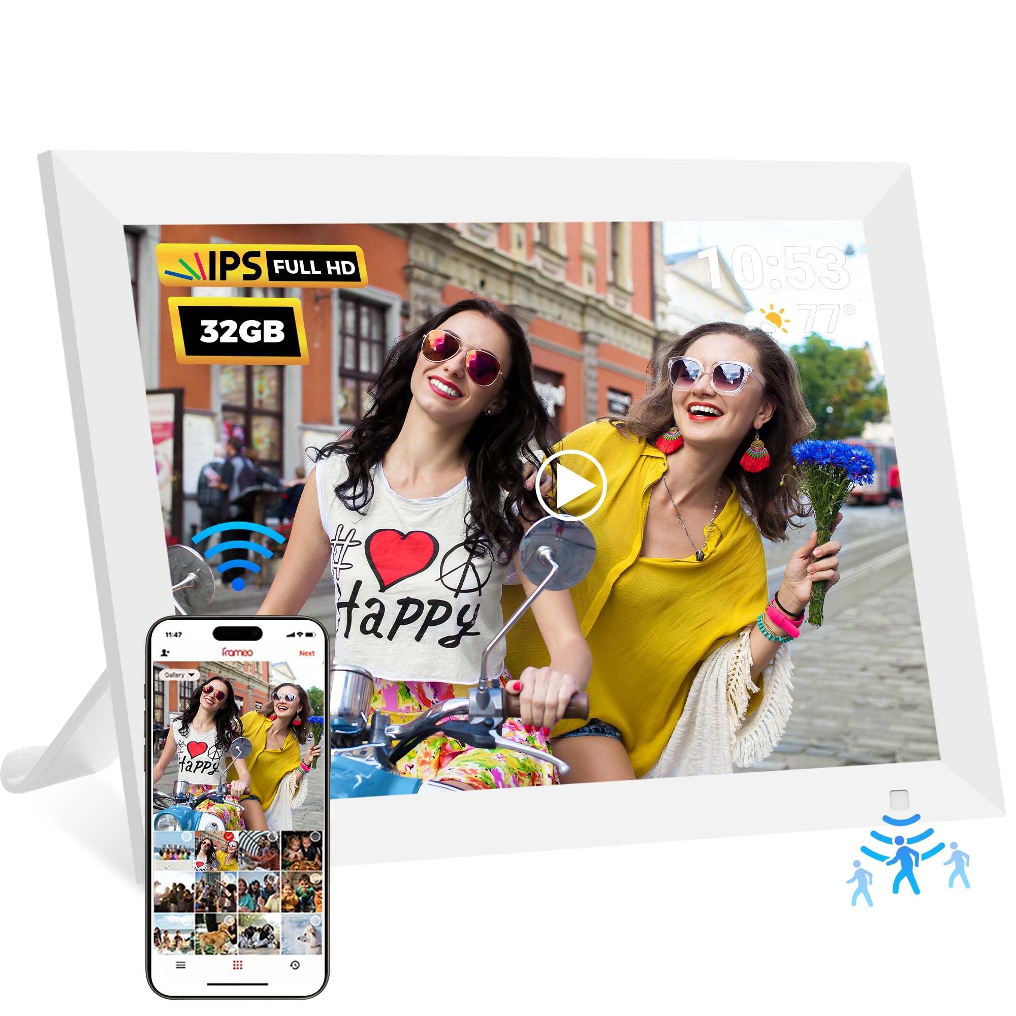 REUMAR 10.1 Inch WiFi Digital Photo Frame – 32GB IPS Touchscreen