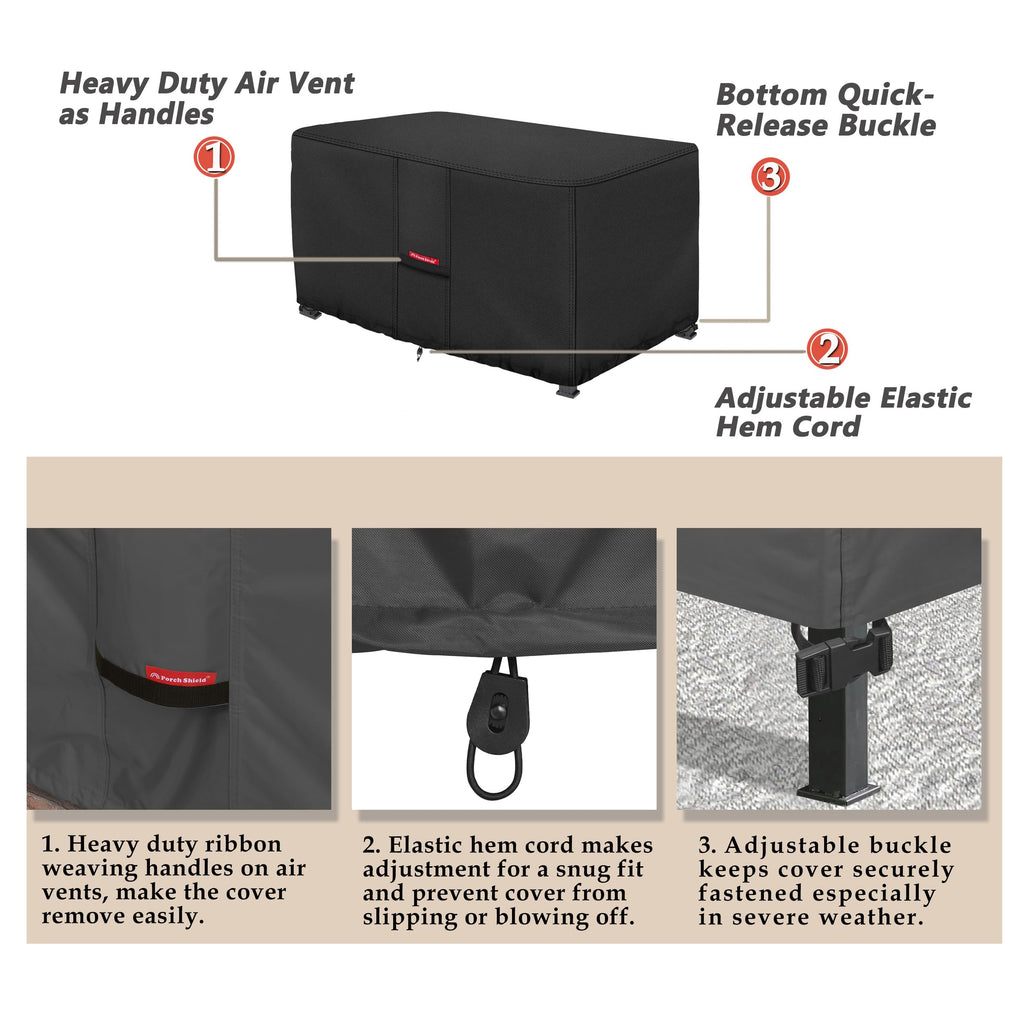Porch Shield Rectangular Fire Pit Cover | Waterproof 600D - 52 x 34 Inch