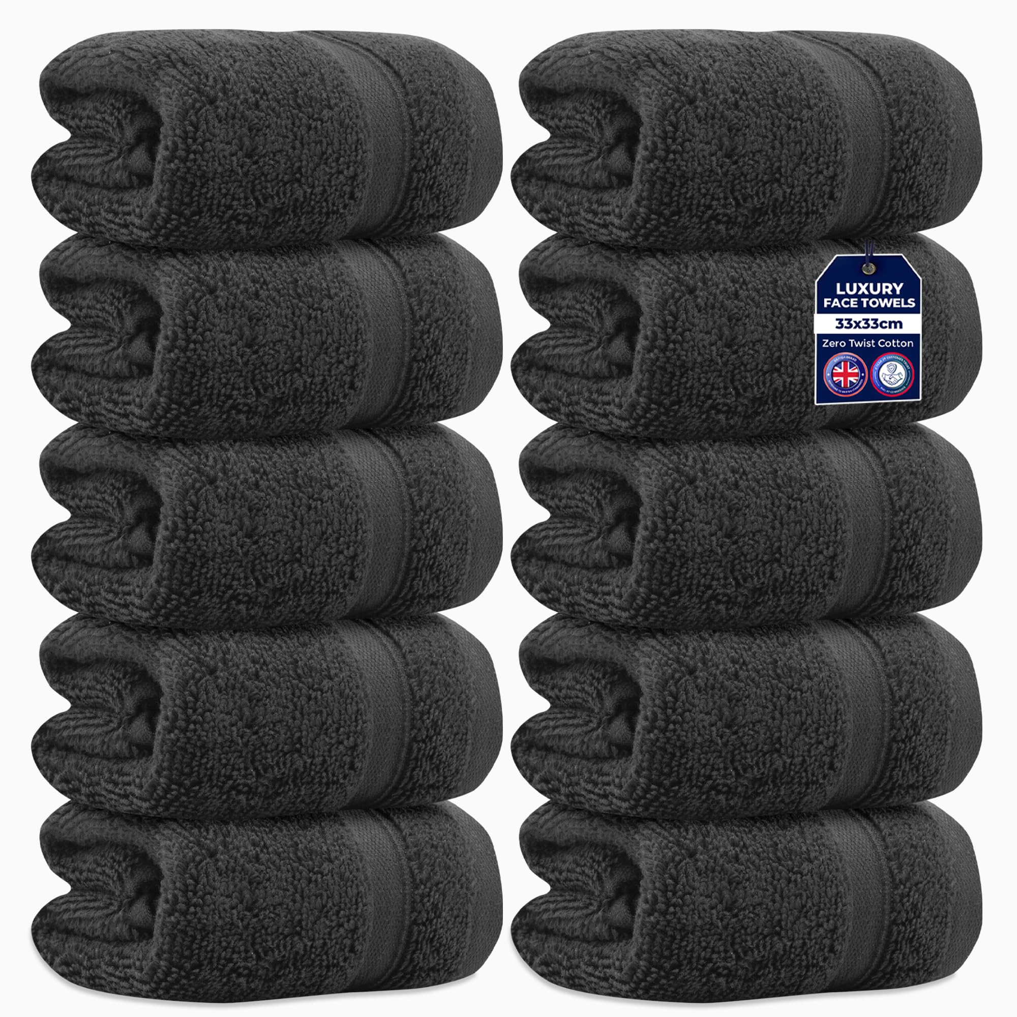 Towelogy Egyptian Cotton Face Cloths – 10 Pack Zero Twist Washcloths