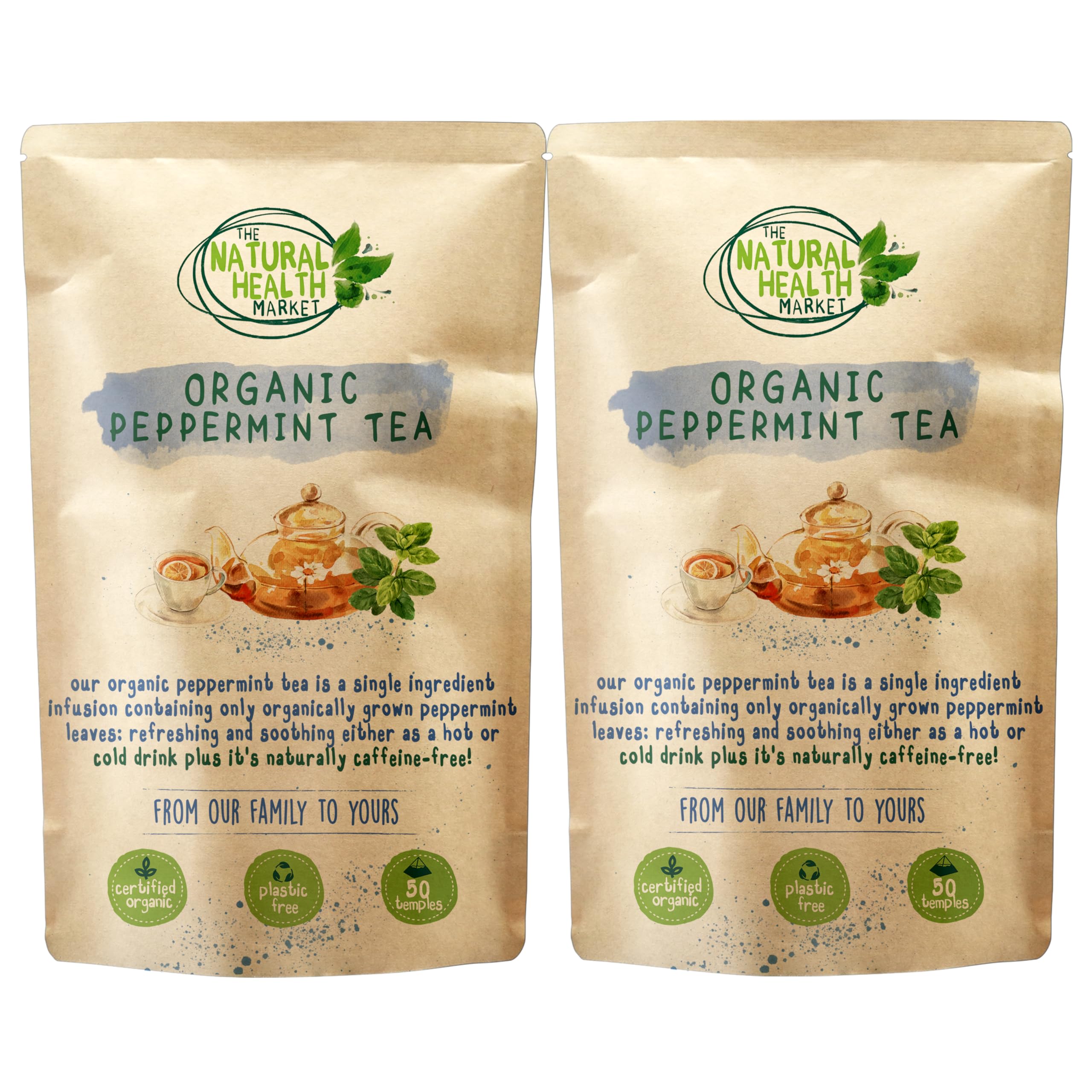 Organic Peppermint Tea Bags – 100 Biodegradable Bags